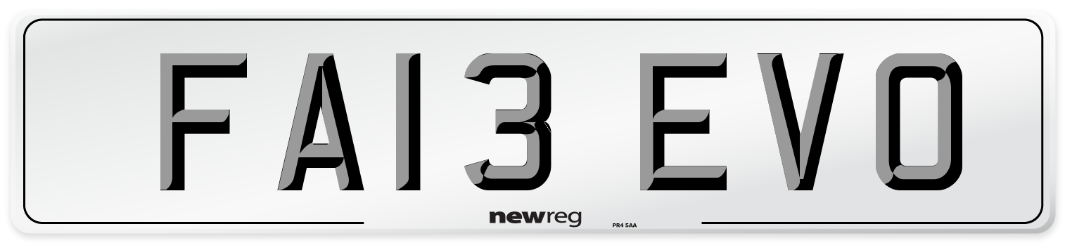FA13 EVO Number Plate from New Reg